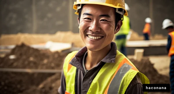 建設現場の笑顔