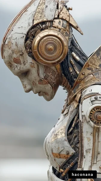 鉄製のロボット女性像