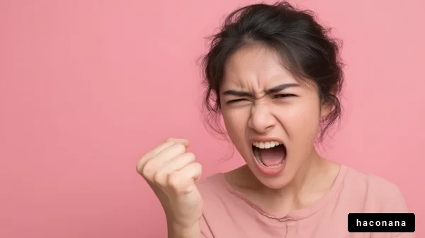 怒りを表現する女性