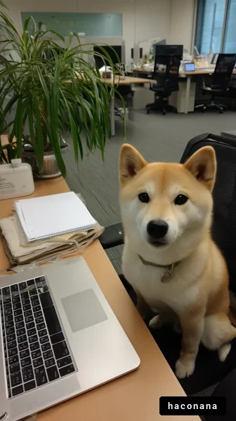 オフィスにいる犬