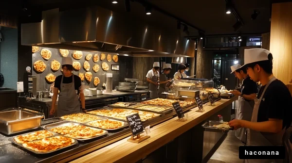 美味しいピザが並ぶキッチン