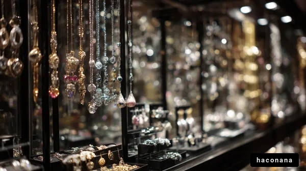 美しいジュエリーのディスプレイ