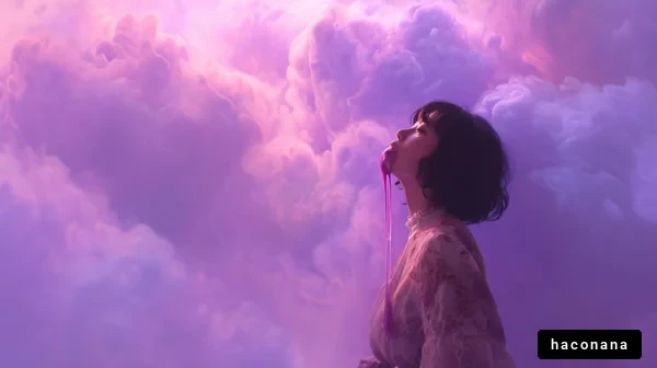 幻想的な雲の中の女性