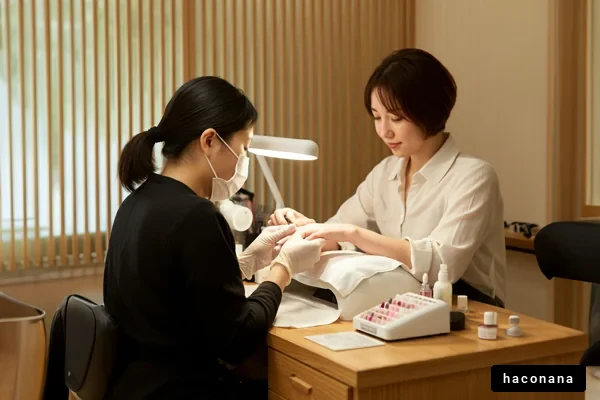 ネイルサロンでの施術風景