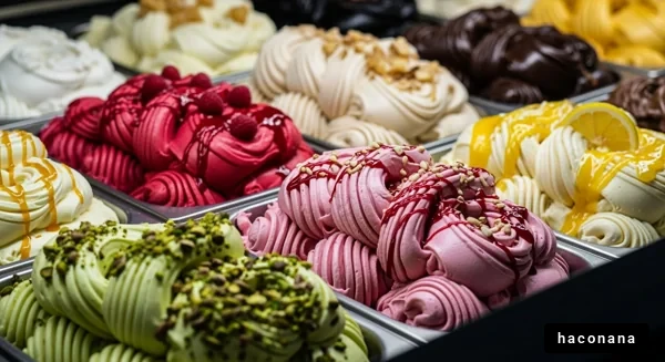 カラフルなアイスクリームの盛り合わせ