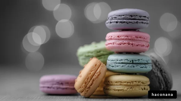 カラフルなマカロンの重なり