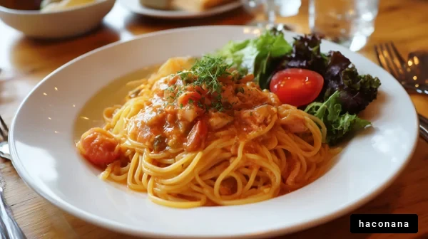 色とりどりのパスタ料理