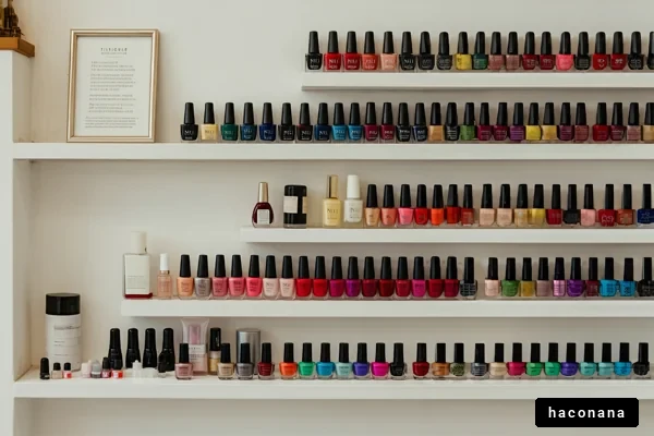 カラフルなネイルポリッシュの棚