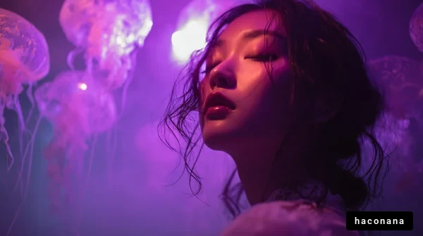 幻想的なクラゲと女性