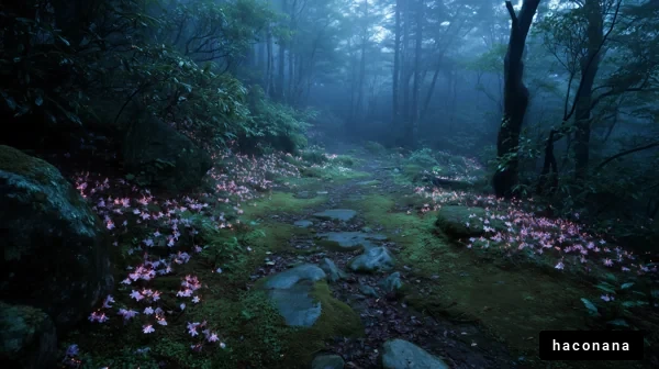 霧に包まれた静かな森