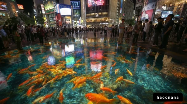 夜の都市の幻想的な景色