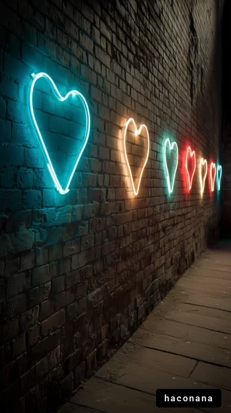 カラフルなハートのネオン