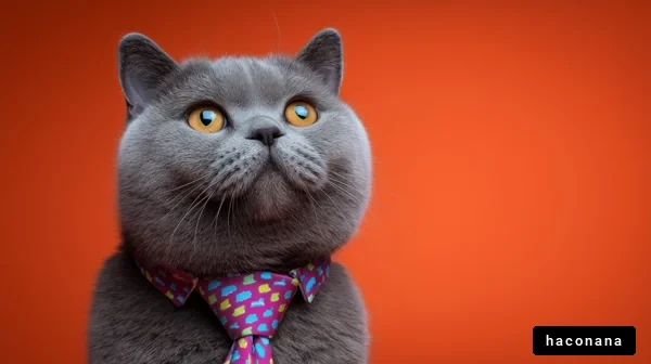ネクタイをしたグレーの猫