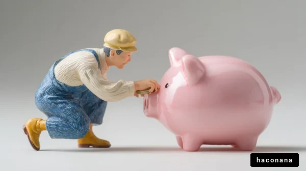 貯金箱にお金を入れる