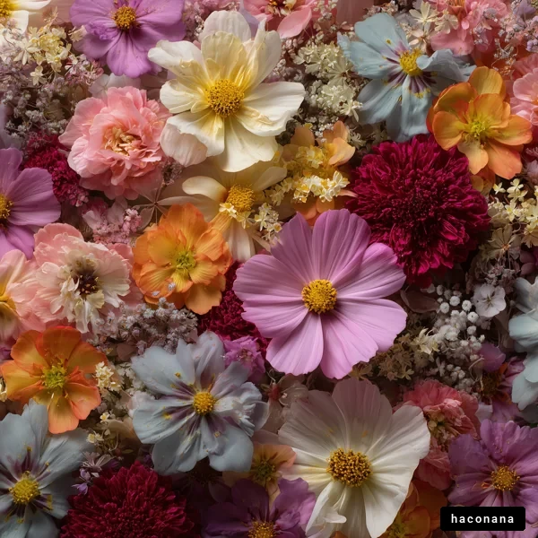 多彩な花々の美しいアレンジ