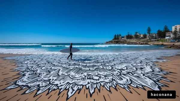 波に描かれたアート