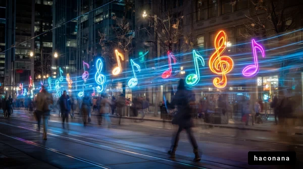 音楽が漂う夜の街