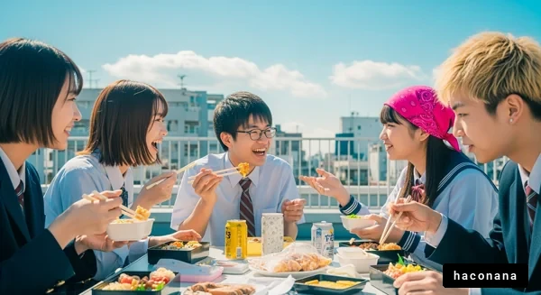 学校の屋上でのランチ会