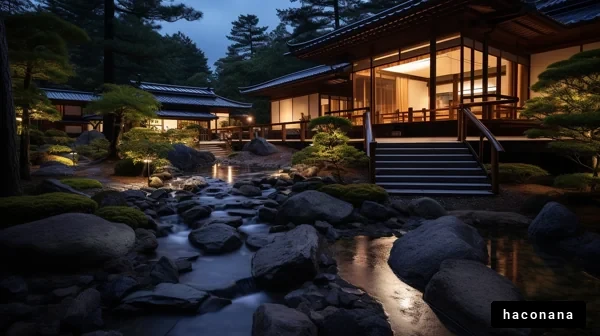 静かな夜の日本庭園