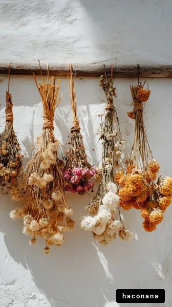 ドライフラワーのディスプレイ