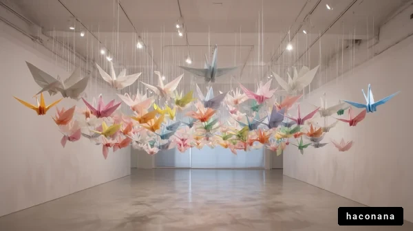 色彩豊かな折り鶴のアート