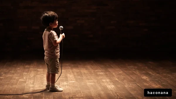 ステージで歌う子供の姿