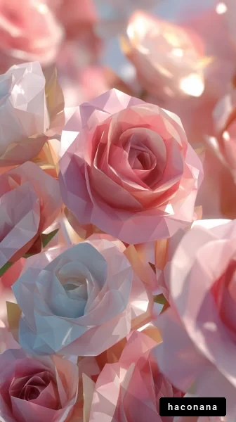 ポリゴン風のバラの花