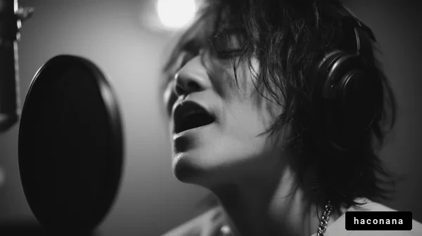 レコーディング中のシンガー