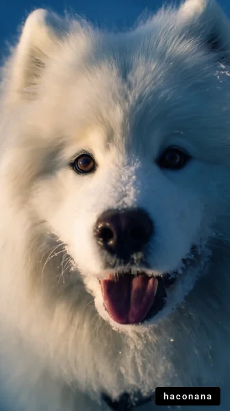 雪の中のサモエド犬