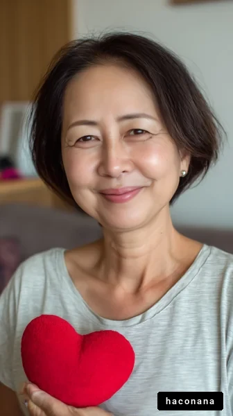 優しい笑顔の女性とハート