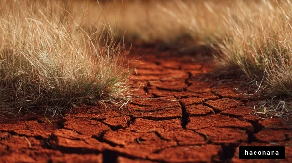 ひび割れた赤い土壌
