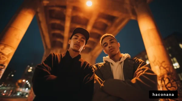 夜の都市での若者たち