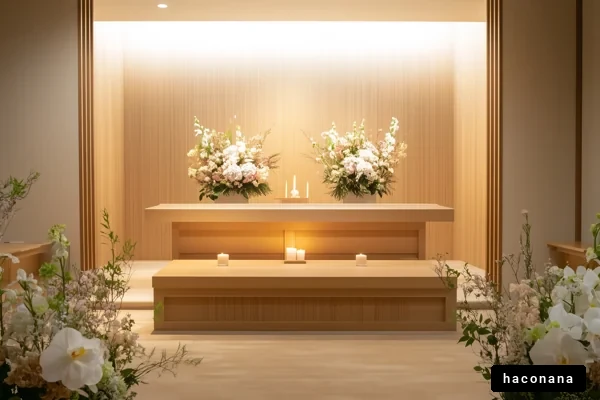 穏やかな花が飾られた空間