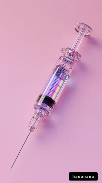 ピンクの背景の注射器