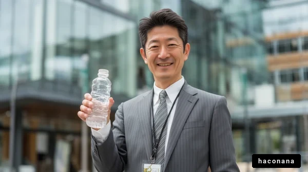 ビジネスマンと水ボトル