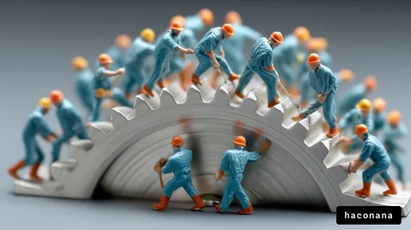 歯車と作業員のコラボ