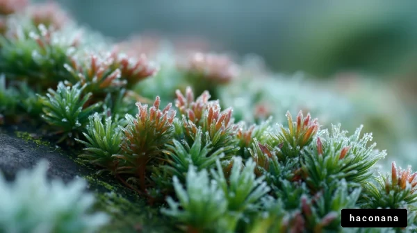 霜が降りた緑の植物