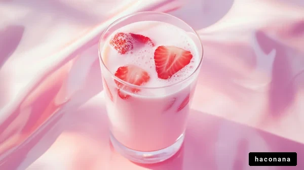 いちごミルクのグラス