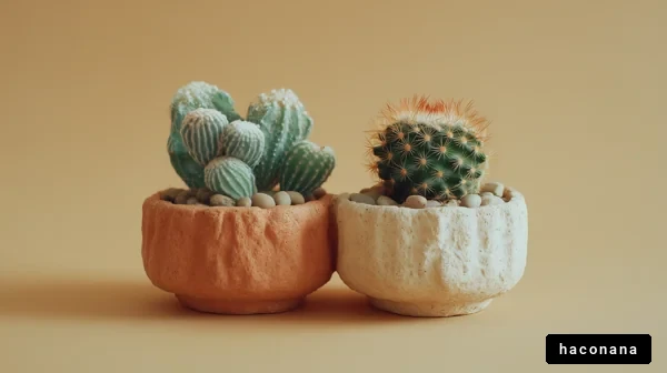 多様なサボテンの鉢植え