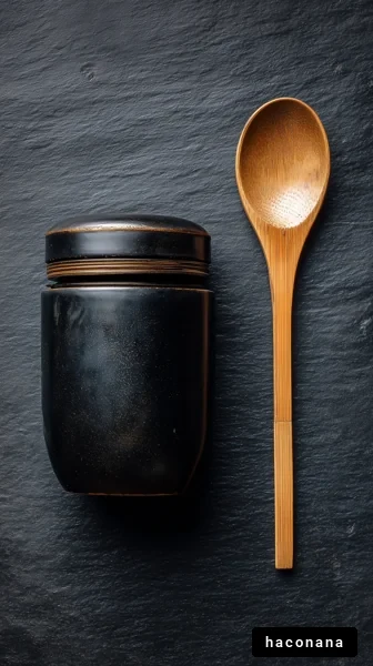 シンプルな黒い容器とスプーン