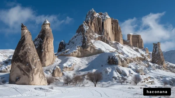 雪に覆われた奇岩群