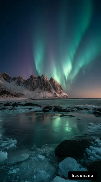 神秘的なオーロラの夜景