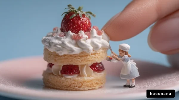 ミニチュアケーキとパティシエ