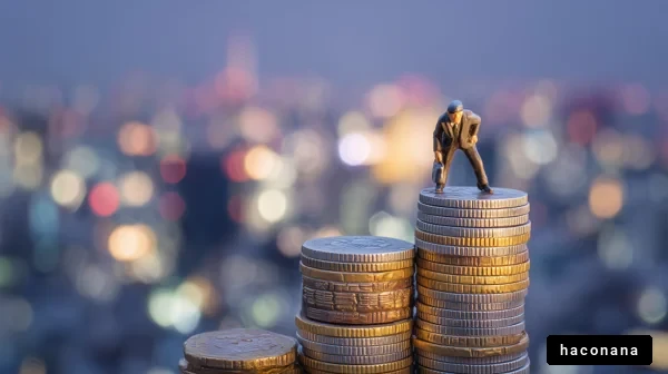 コインとビジネスマンの像