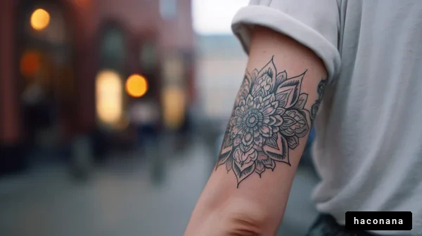 美しいタトゥーを見せる腕