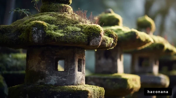 苔むした灯篭の景色