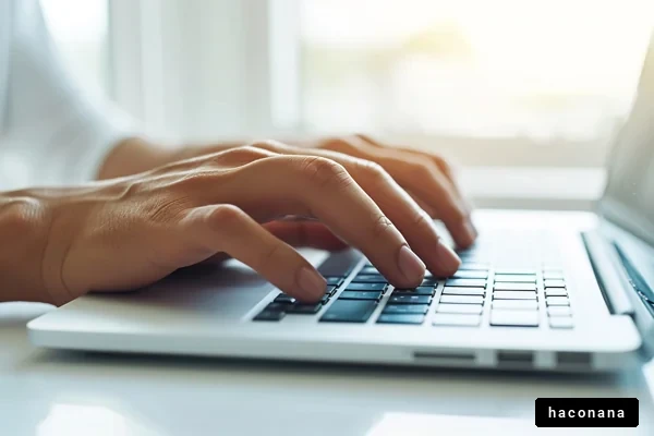 パソコン操作する手