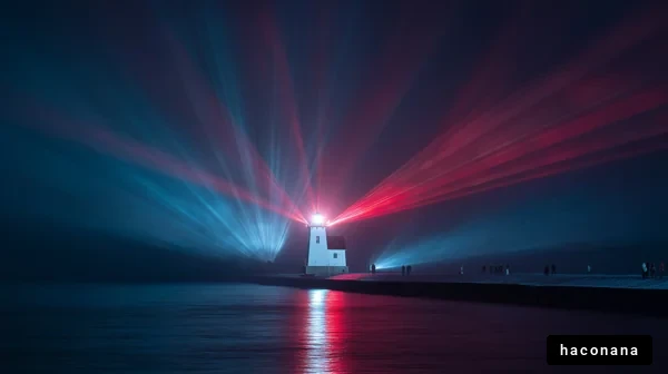 灯台と幻想的な光