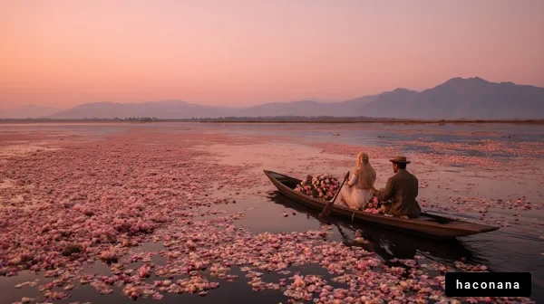 美しい湖でのほっこりした瞬間