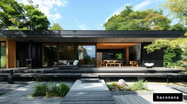 モダンな家と自然の調和